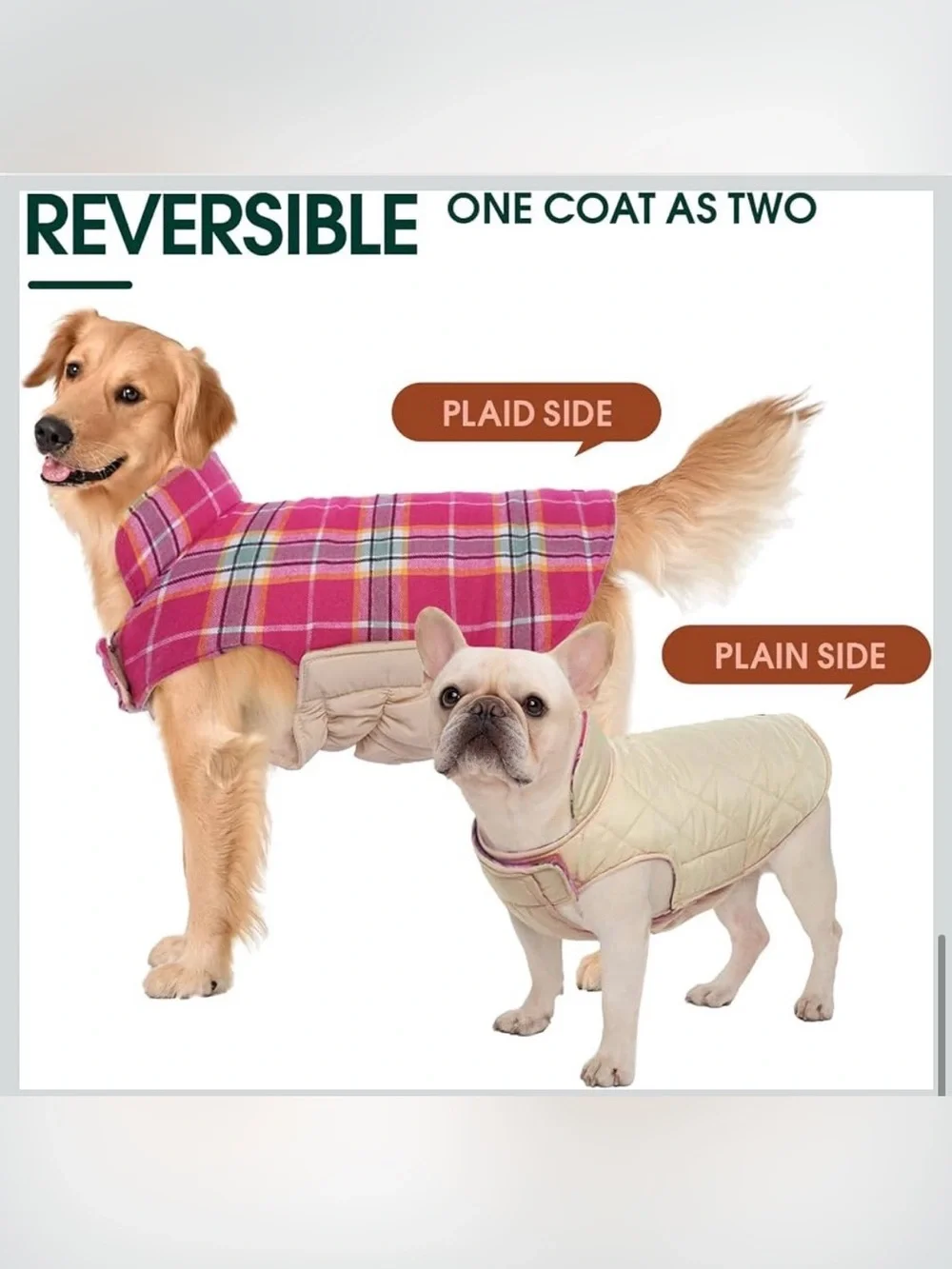 Kuoser Waterproof Dog Coat, Reversible Dog Jacket For Medium Dogs. 2457/bb12-1